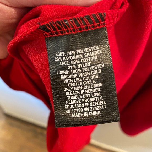 Massimo Fit & Flare Red Dress Black Lace Zipper Accent XXL - Picture 6 of 6